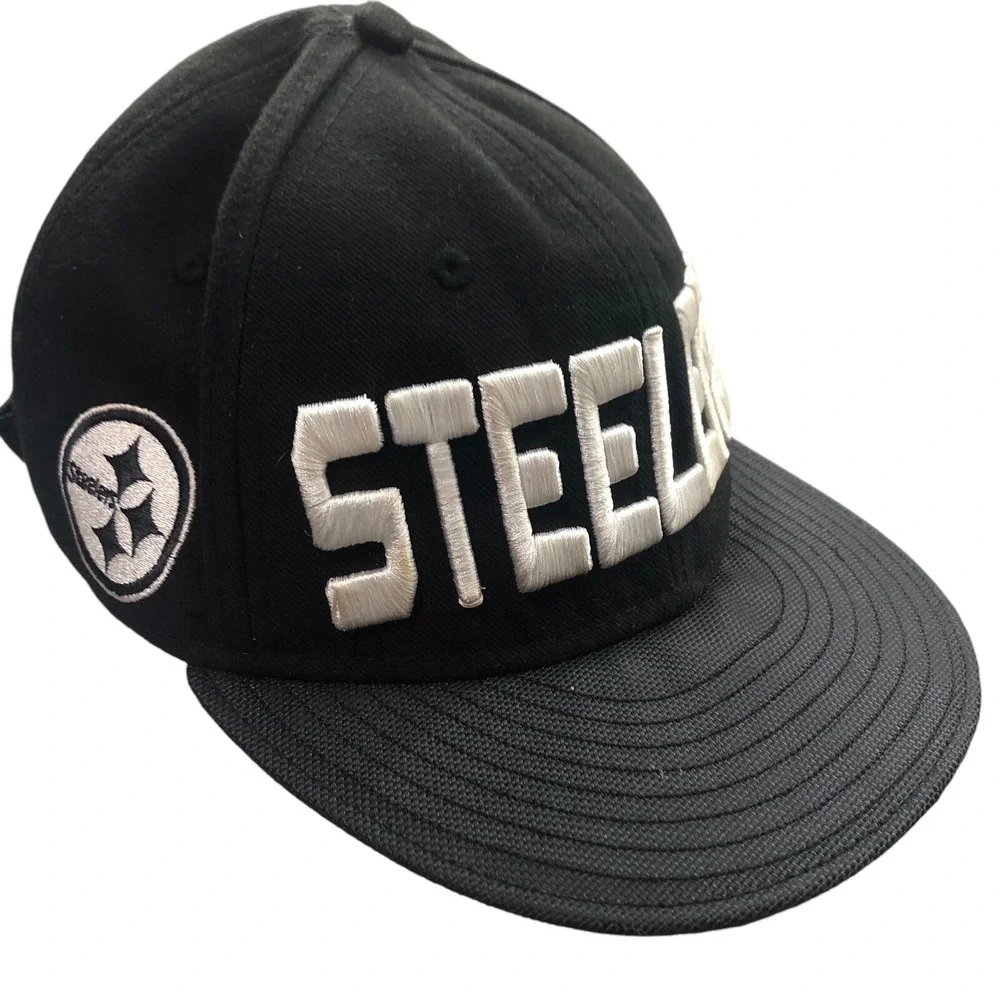 New Era Pittsburg Steelers Hat Baseball Cap One Size Trucker Black Embroidered